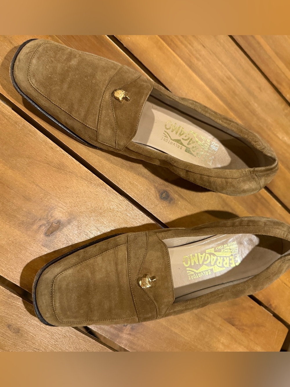 Salvatore Ferragamo Brown Suede Vintage Loafers Size 6.5